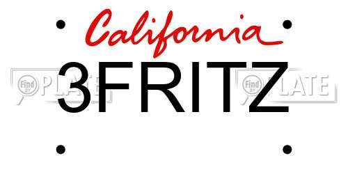 3FRITZ California License Plate
