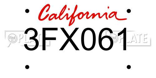 3FX061 California License Plate