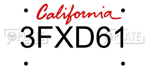 3FXD61 California License Plate