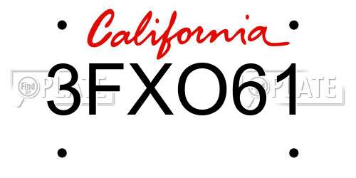 3FXO61 California License Plate