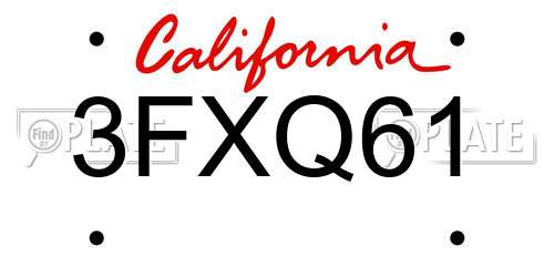 3FXQ61 California License Plate