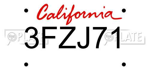 3FZJ71 California License Plate