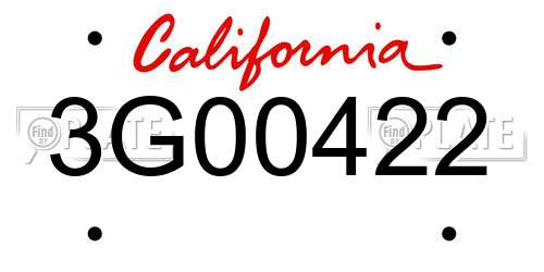 3G00422 California License Plate