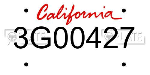3G00427 California License Plate