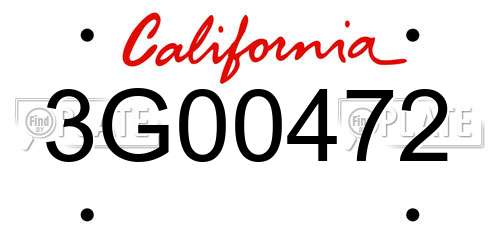 3G00472 California License Plate