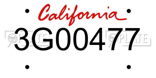 3G00477 California License Plate