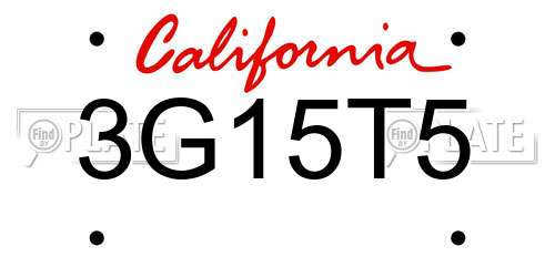 3G15T5 California License Plate
