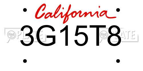 3G15T8 California License Plate