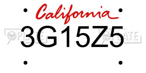 3G15Z5 California License Plate