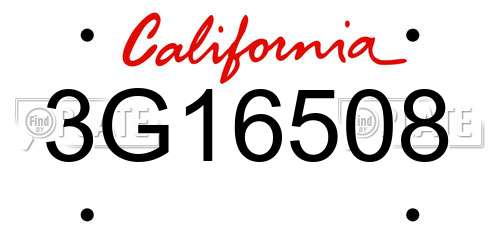 3G16508 California License Plate