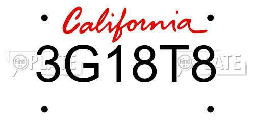 3G18T8 California License Plate
