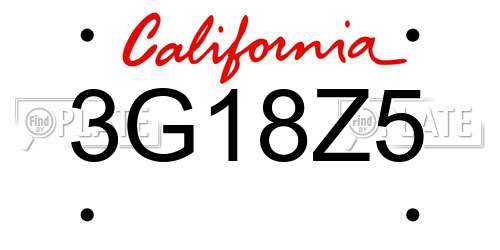 3G18Z5 California License Plate