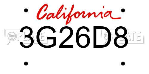 3G26D8 California License Plate