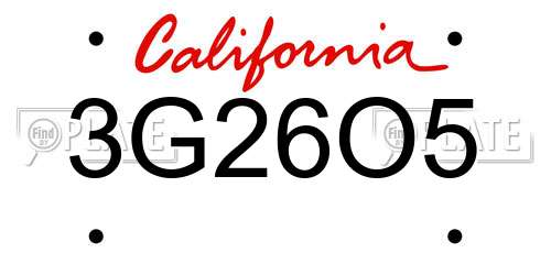 3G26O5 California License Plate