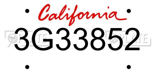 3G33852 California License Plate