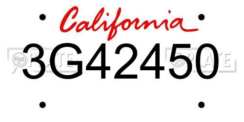 3G42450 California License Plate
