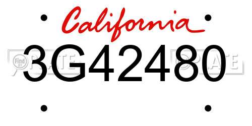 3G42480 California License Plate
