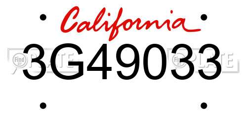 3G49033 California License Plate