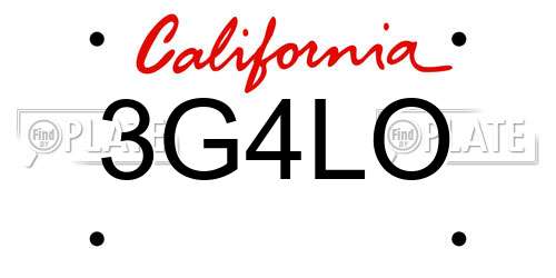 3G4LO California License Plate