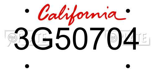 3G50704 California License Plate