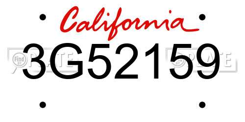 3G52159 California License Plate