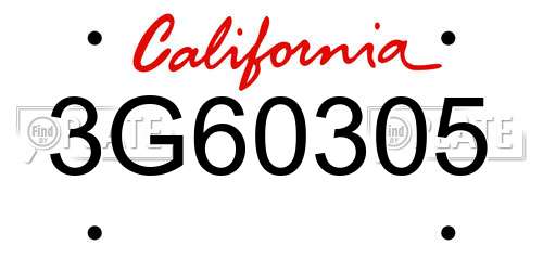 3G60305 California License Plate