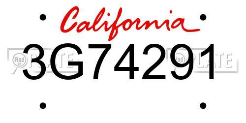 3G74291 California License Plate