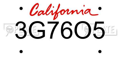 3G76O5 California License Plate