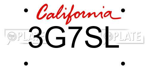 3G7SL California License Plate