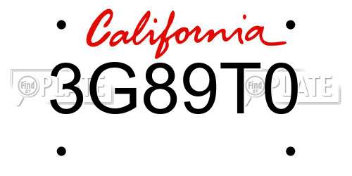 3G89T0 California License Plate