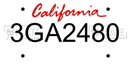 3GA2480 California License Plate