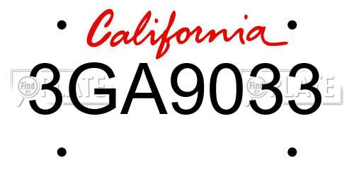 3GA9033 California License Plate