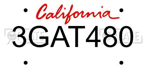 3GAT480 California License Plate