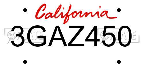 3GAZ450 California License Plate