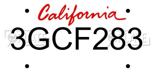 3GCF283 California License Plate