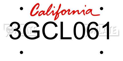 3GCL061 California License Plate