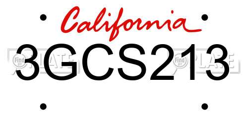3GCS213 California License Plate