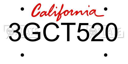 3GCT520 California License Plate
