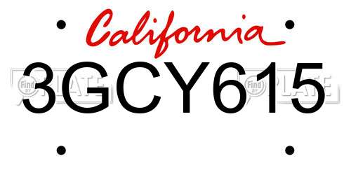 3GCY615 California License Plate