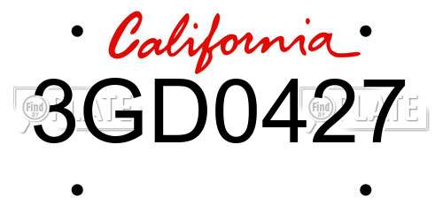 3GD0427 California License Plate