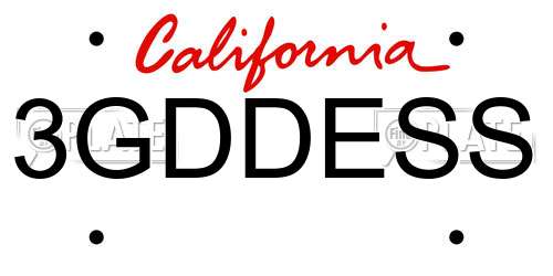 3GDDESS California License Plate