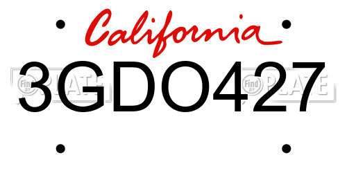 3GDO427 California License Plate