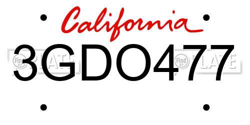 3GDO477 California License Plate