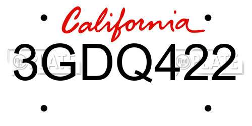 3GDQ422 California License Plate