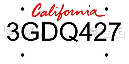 3GDQ427 California License Plate