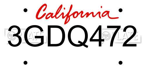 3GDQ472 California License Plate