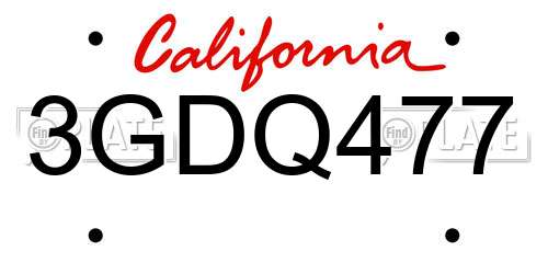3GDQ477 California License Plate