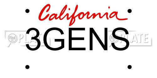 3GENS California License Plate