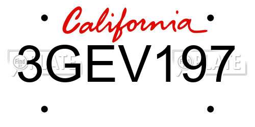 3GEV197 California License Plate