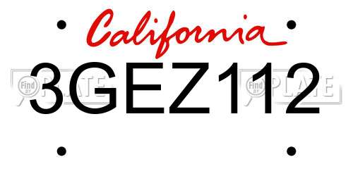 3GEZ112 California License Plate